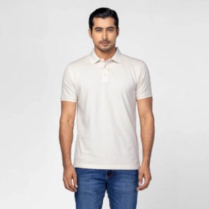 Beige Mixed Cotton Polo Shirt