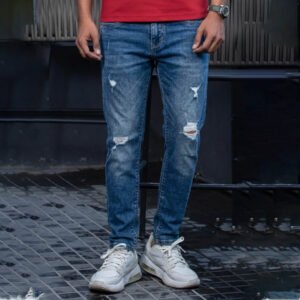 Men’s Classic Blue Ripped Slim-Fit Jeans